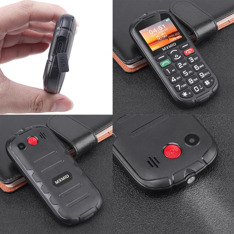 MXMID A8 Pro, 2.0 inch Big Button Rugged Style Senior Phone, SOS, BT, Torch, Network: 2G, Plug:UK Plug(Black) - Image 8