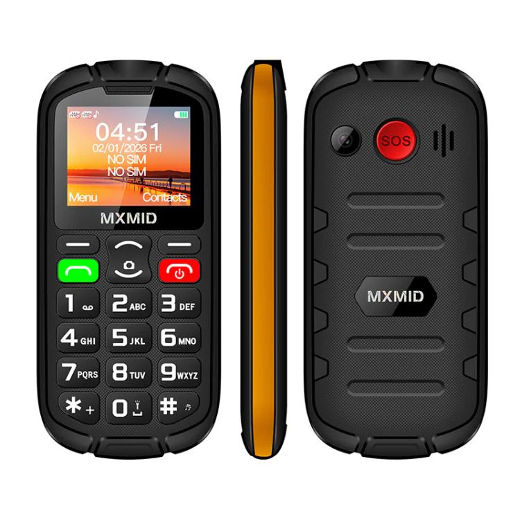 MXMID A8 Pro, 2.0 inch Big Button Rugged Style Senior Phone, SOS, BT, Torch, Network: 2G, Plug:US Plug(Orange)