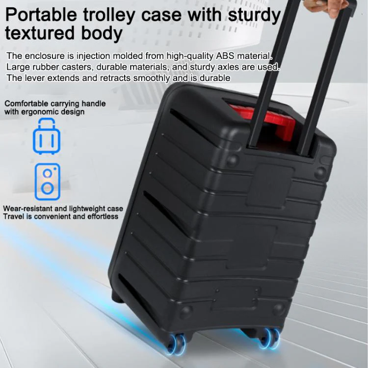 N-625 Outdoor Karaoke 12-inch Woofer RGB Portable Trolley Bluetooth Speaker with Dual Wireless Mic, Plug:EU Plug(Black) - Image 5