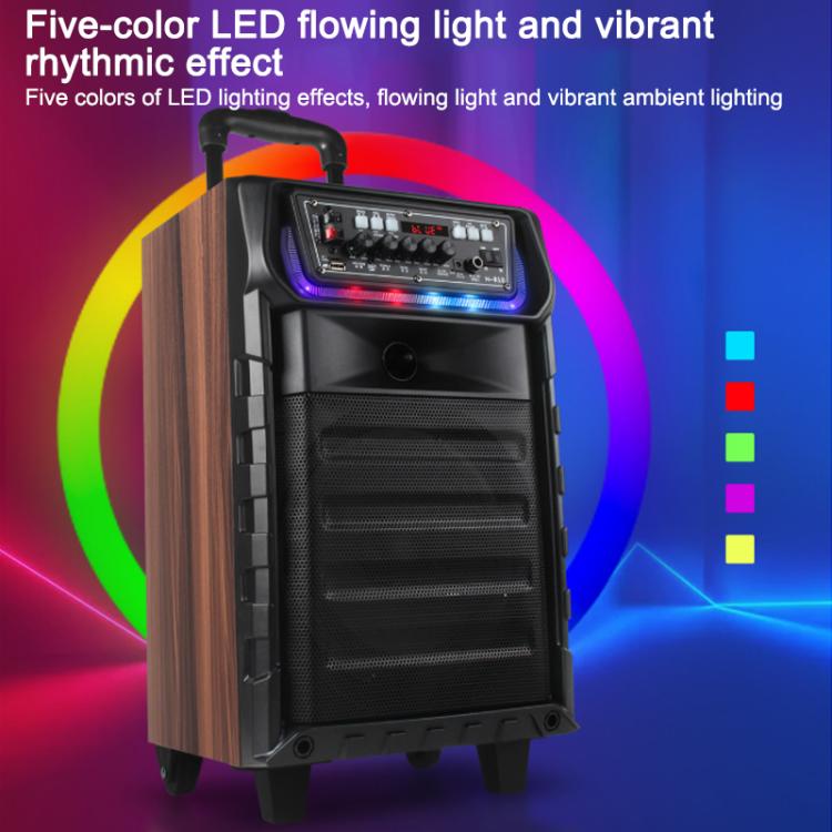 N-810 Outdoor Karaoke 8-inch Woofer RGB Trolley Bluetooth Speaker with Dual Wireless Mic, Plug:US Plug(Black) - Image 11