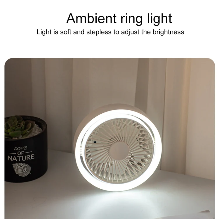 N601 180 Degree Rotating Type-C Desktop Fan with LED Ambience Light(White) - Image 7