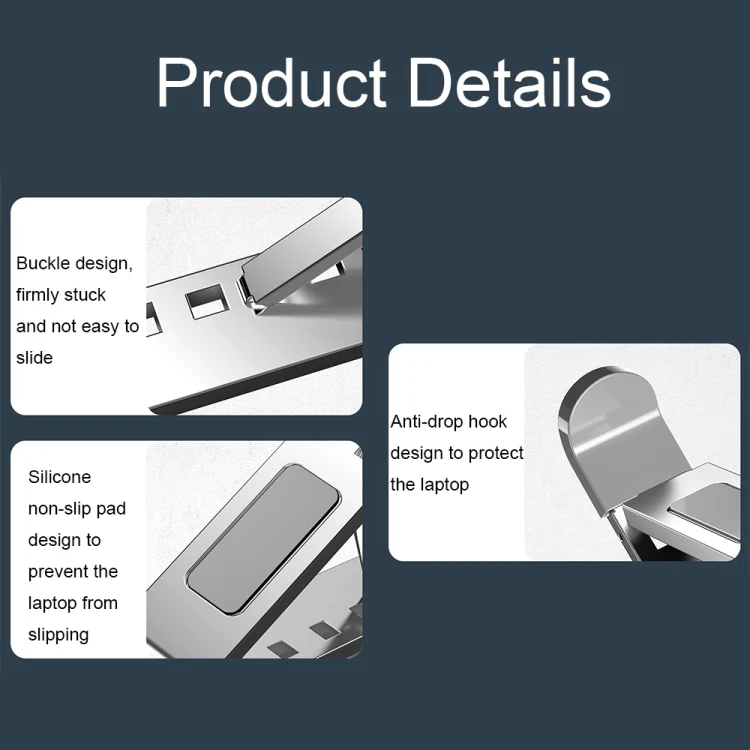 N8 Double-layer Foldable Lifting Aluminum Alloy Laptop Heat Dissipation Stand, Color: Oxidized Silver - Image 5