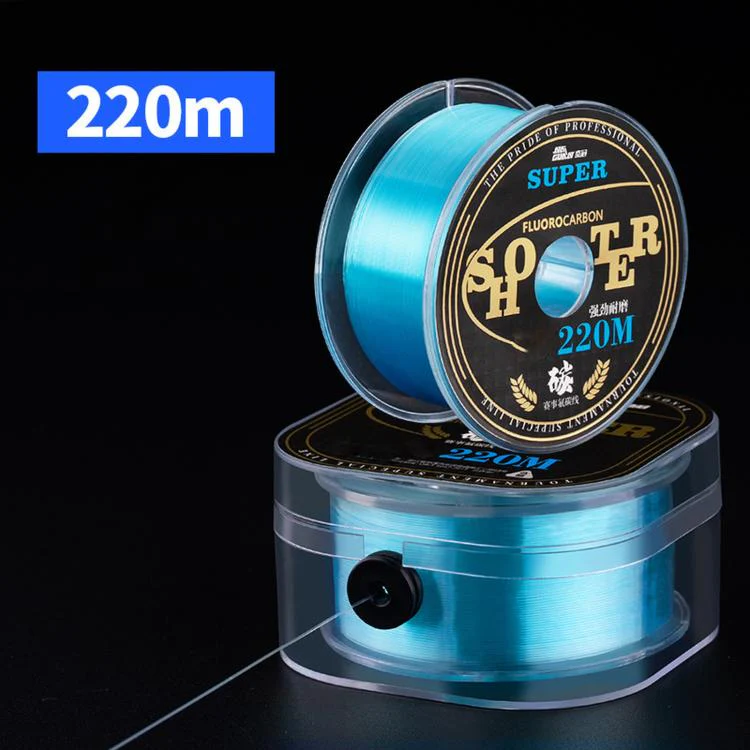 NAIGUAN Fluorocarbon Fishing Line Abrasion Resistant Invisible Carbon Lure Leader Line, Spec: No. 3.0(Lake Blue)