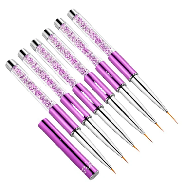 Nail Art Drawing Pen Purple Drill Rod Color Painting Flower Stripe Nail Brush With Pen Cover, Specification: 9mm - Image 2