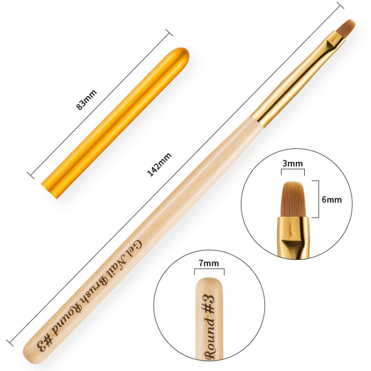 Nail Art Pen Nail Round Head Phototherapy Pen Painted Pen Brush Beauty Brush(Number 3) - Image 2