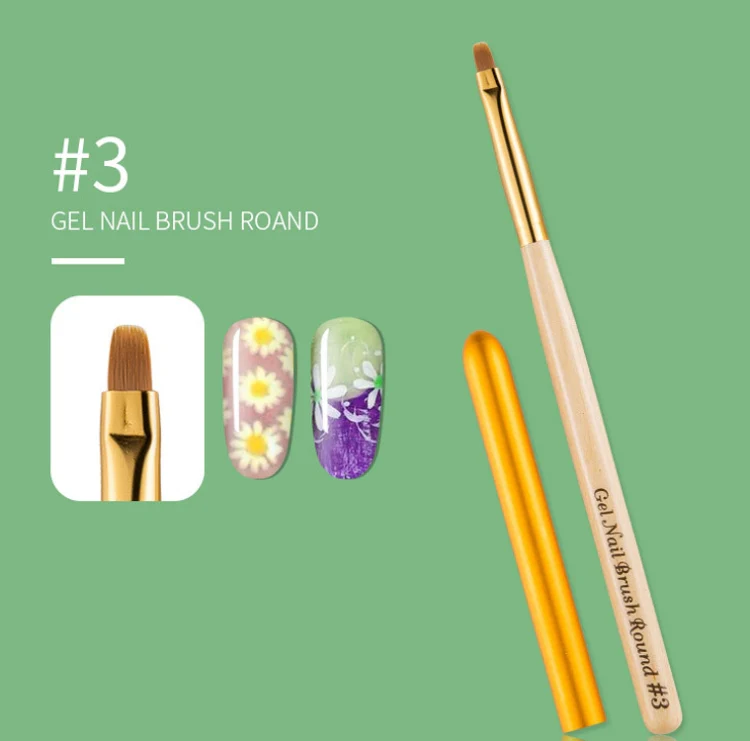 Nail Art Pen Nail Round Head Phototherapy Pen Painted Pen Brush Beauty Brush(Number 3) - Image 3