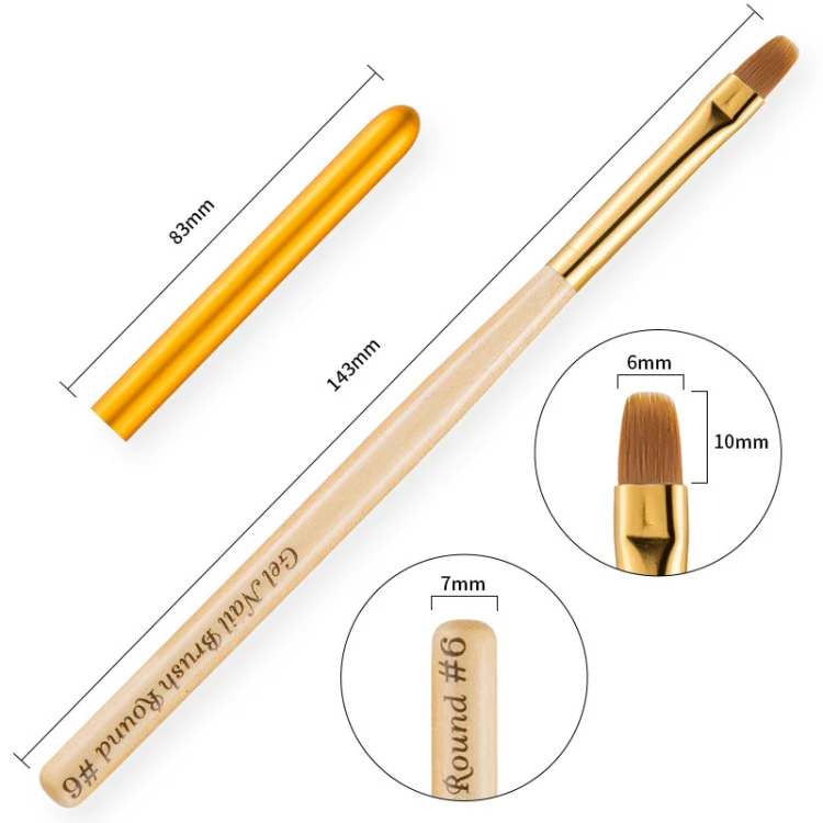 Nail Art Pen Nail Round Head Phototherapy Pen Painted Pen Brush Beauty Brush(Number 6) - Image 2