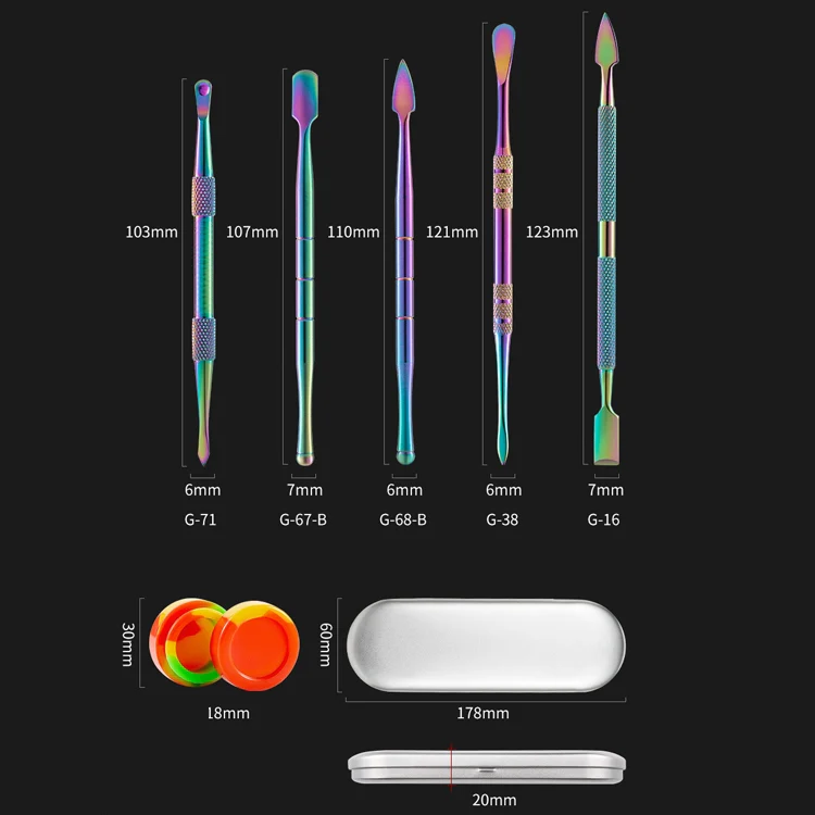 Nail Art Tool Set Smoke Cream Spoon Stainless Steel Steel Push Smoke Oil Spoon, Specification: 5 In 1 Color Titanium - Image 3