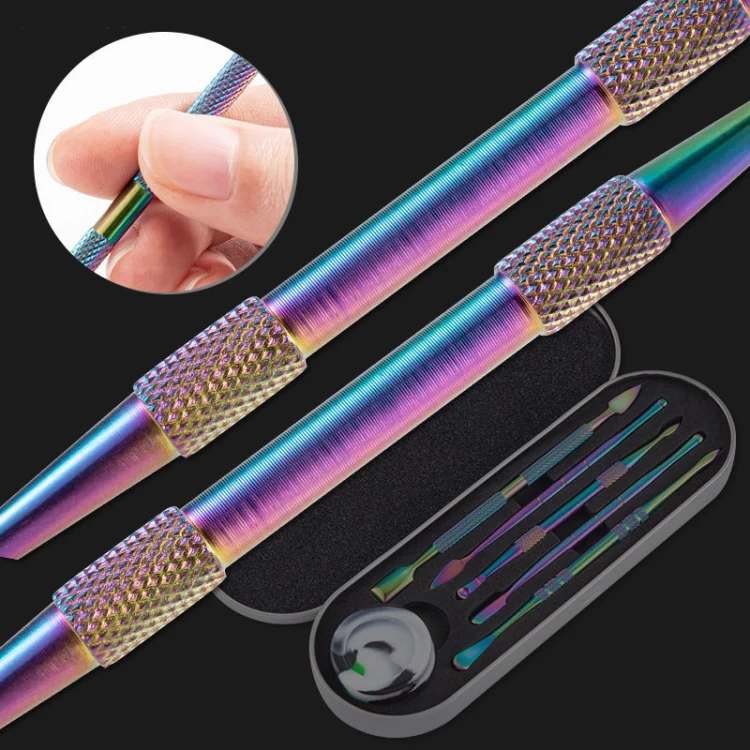 Nail Art Tool Set Smoke Cream Spoon Stainless Steel Steel Push Smoke Oil Spoon, Specification: 5 In 1 Color Titanium - Image 4