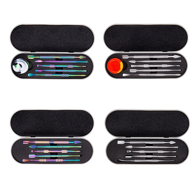 Nail Art Tool Set Smoke Cream Spoon Stainless Steel Steel Push Smoke Oil Spoon, Specification: 5 In 1 Silver - Image 2