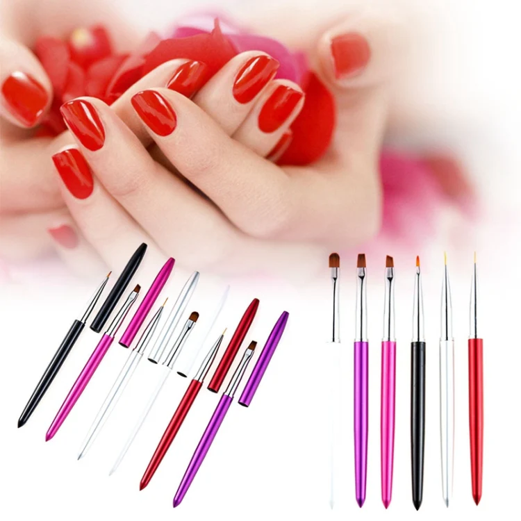 Nail Brush Color Painting Flower Carving Pen Pull Pen Light Therapy Gel Pen Flat Head Pen Nail Pen(Purple) - Image 3