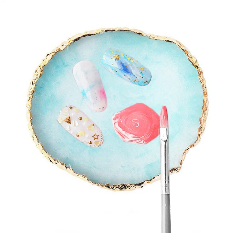 Nail Palettes Resin Agate Pieces Nail Painting Palette Decoration Storage Tray(Blue) - Image 3