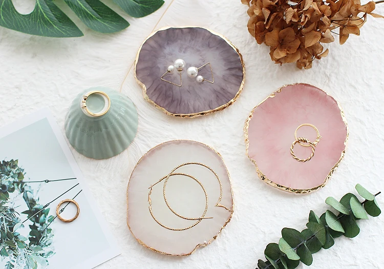 Nail Palettes Resin Agate Pieces Nail Painting Palette Decoration Storage Tray(Green) - Image 9