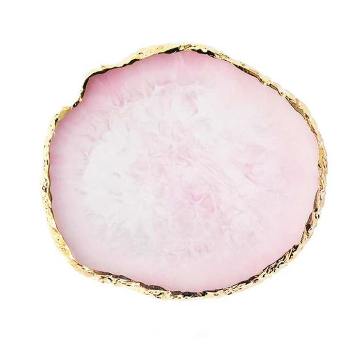 Nail Palettes Resin Agate Pieces Nail Painting Palette Decoration Storage Tray(Pink) - Image 2