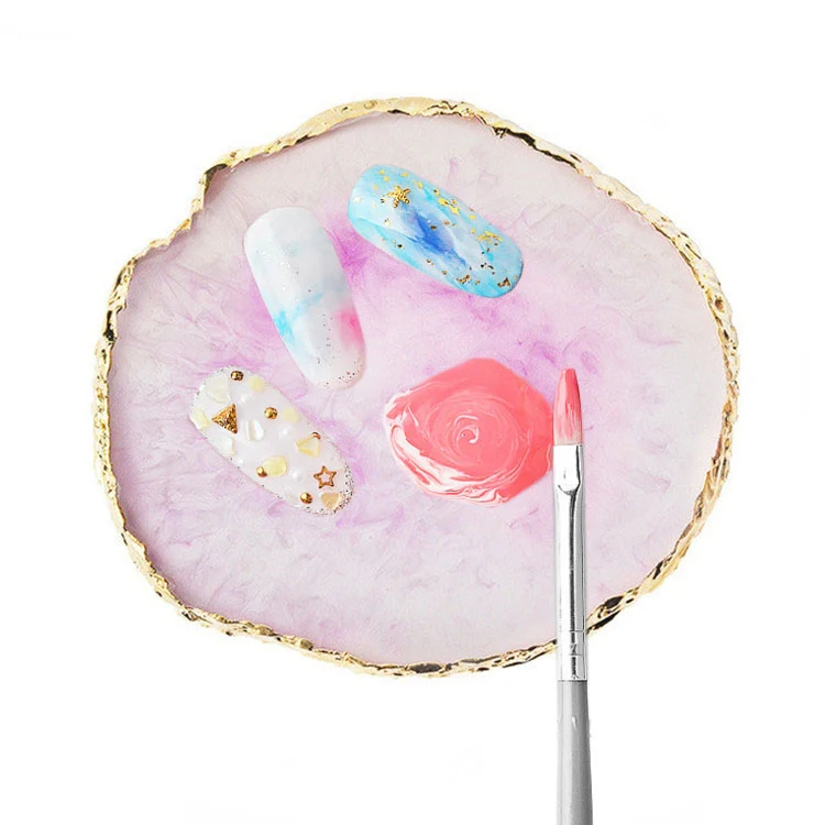 Nail Palettes Resin Agate Pieces Nail Painting Palette Decoration Storage Tray(Purple) - Image 3