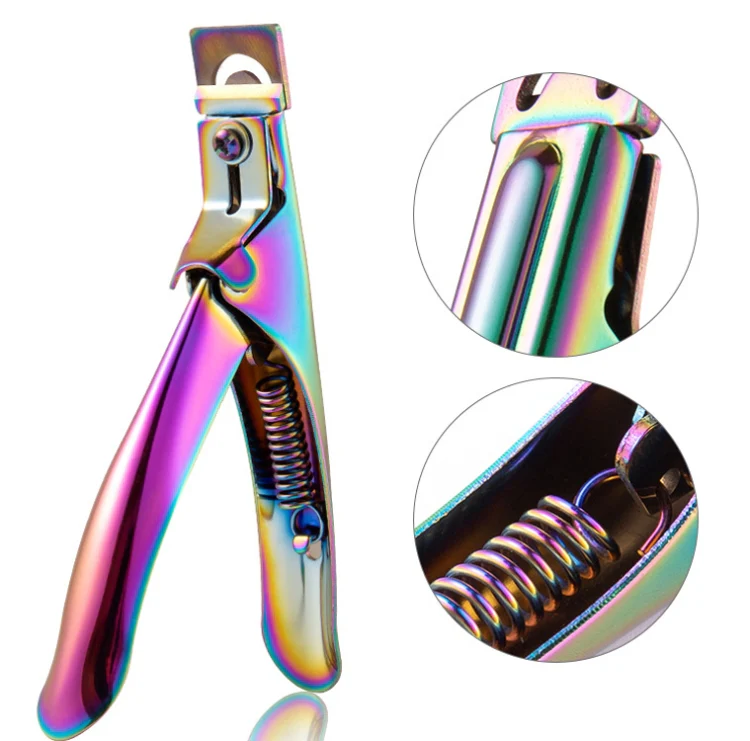 Nail Word Cut French U-Shaped Cut Fake Nail Cut Stainless Steel Nail Knife, Color Classification: Electrophoretic Rose Red - Image 4