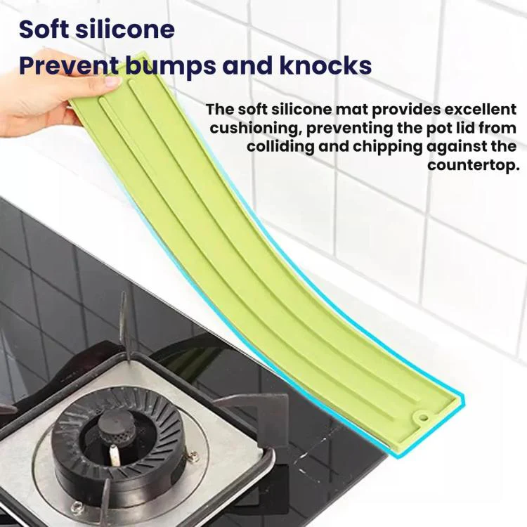 Narrow Non-slip Draining Kitchen Stovetop Spatula Storage Mat(Green) - Image 7