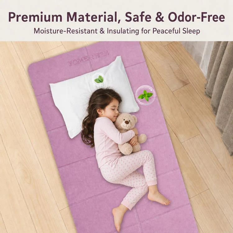Negative Ions Portable Travel Thick Foldable Yoga Pad Student Nnap Mat(Dark Purple + Rose Red) - Image 5