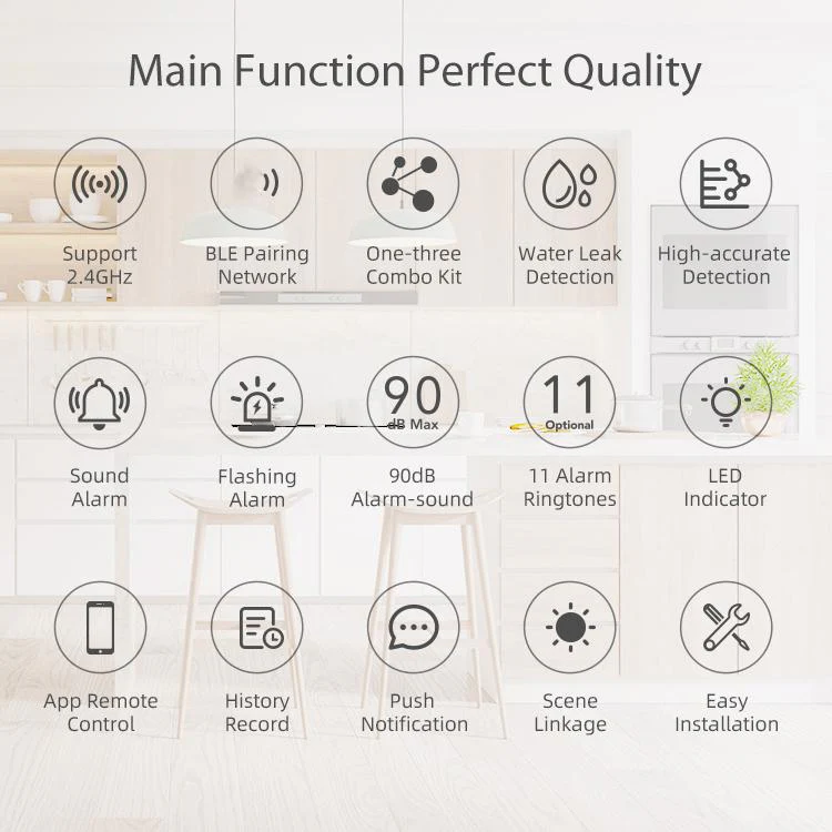 NEO NAS-AB03W1 WS09W3 WiFi Smart Water Leak Alarm Kit(White) - Image 5
