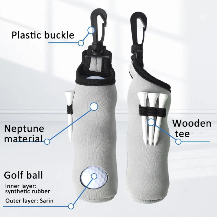 Neoprene Golf Ball Sleeve With 3 Balls 3 Tees Set Storage Pouch Waist Bag(Green) - Image 4