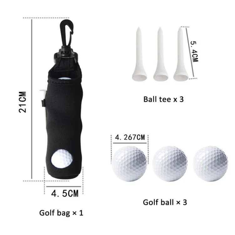 Neoprene Golf Ball Sleeve With 3 Balls 3 Tees Set Storage Pouch Waist Bag(Green) - Image 6