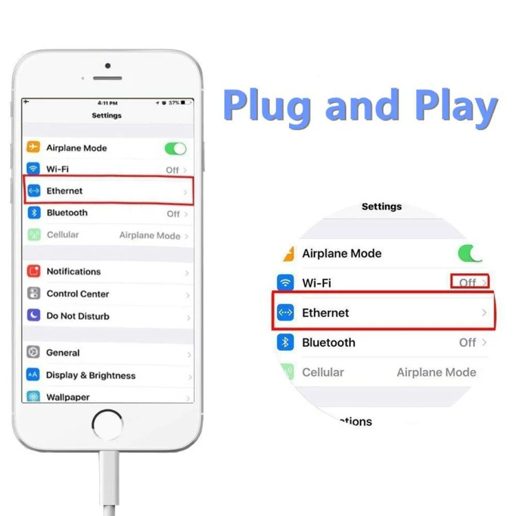 NK107A1 8 Pin to RJ45 Ethernet LAN Network Adapter Cable for iPhone / iPad Series, Total Length: 16cm(White) - Image 6