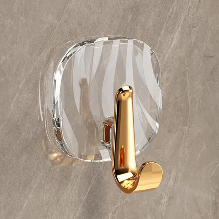No Drill Light Luxury Plastic Adhesive Hooks Traceless Heavy-Duty Clothes Hook, Style:Gold Hook(Transparent)