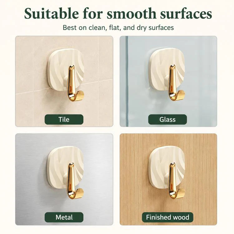 No Drill Light Luxury Plastic Adhesive Hooks Traceless Heavy-Duty Clothes Hook, Style:Gold Hook(Transparent) - Image 7