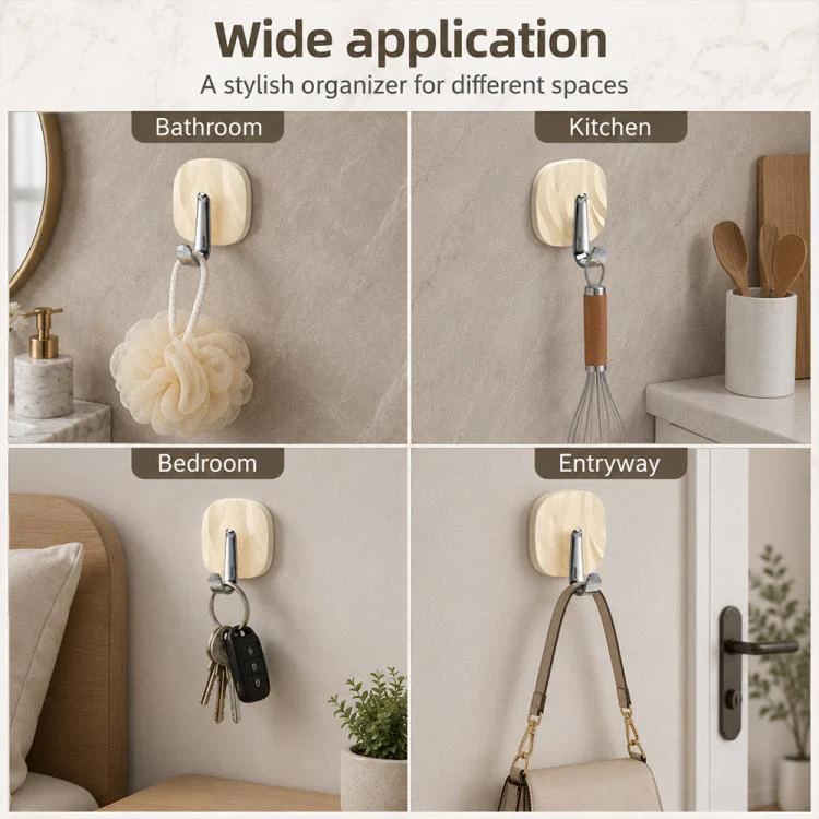 No Drill Light Luxury Plastic Adhesive Hooks Traceless Heavy-Duty Clothes Hook, Style:Silver Hook(Transparent) - Image 6