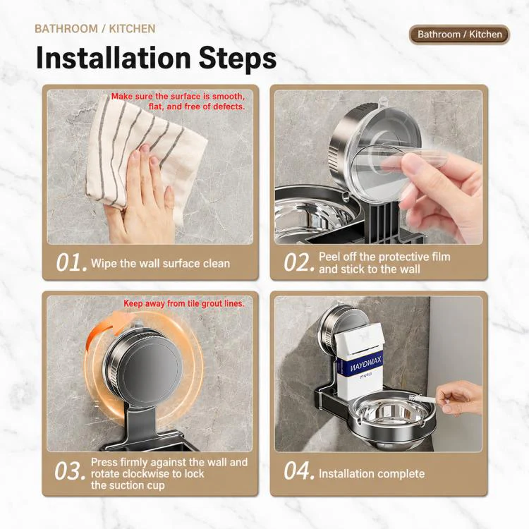 No-drill Suction Cup Wall-mounted Ashtray(Grey) - Image 11