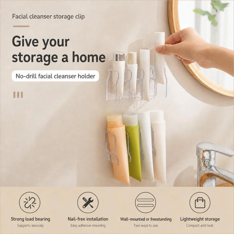 No-drill Wall Mounted Facial Cleanser Holder(White) - Image 3