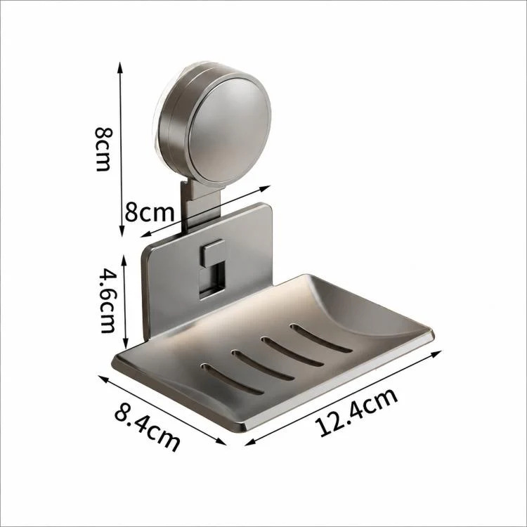 No Drilling Wall Mounted Suction Cup Soap Holder Drainable Metal Storage Tray, Type:Single Pack(Creamy) - Image 2