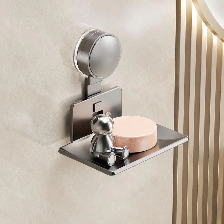 No Drilling Wall Mounted Suction Cup Soap Holder Drainable Metal Storage Tray, Type:Single Pack(Grey)
