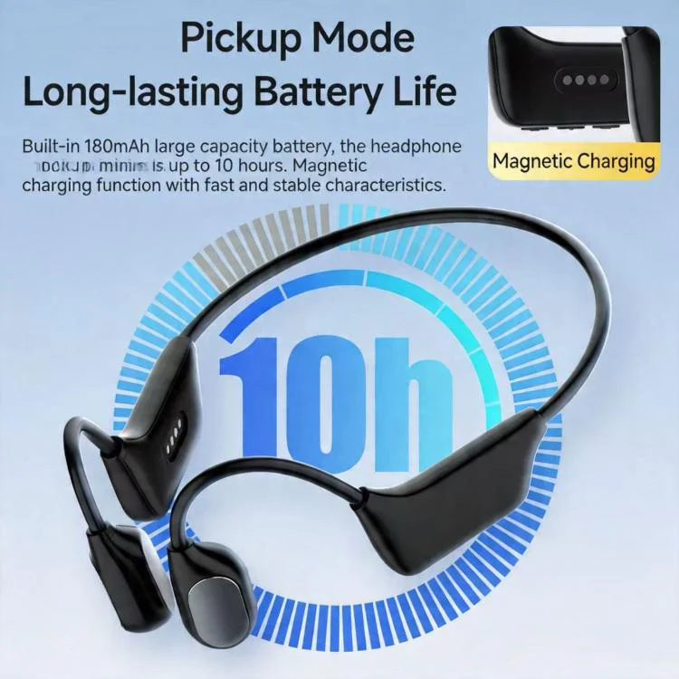 Noise Reduction HD Bone Conduction Hearing Aid Earphones Open-Ear Wireless Bluetooth Headphones(Black) - Image 6