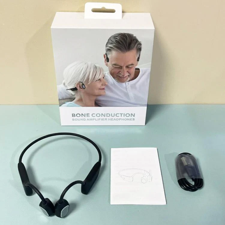 Noise Reduction HD Bone Conduction Hearing Aid Earphones Open-Ear Wireless Bluetooth Headphones(Black) - Image 9