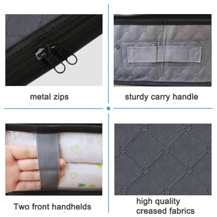 Non-woven Foldable Clothing Storage Bag Quilt Blanket Packing Bag(Black) - Image 4