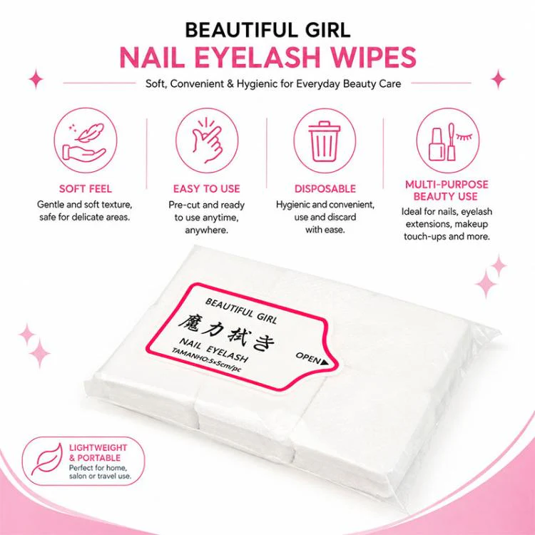 Non Woven Manicure Cleaning Pads Disposable Nail Polish Remover Pads(White) - Image 9