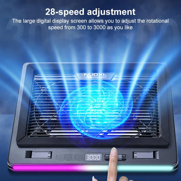 NUOXI C600 Colorful RGB Laptop Cooler Support 8-Level Adjustable Height, Specification:Dual Fans(Black) - Image 2