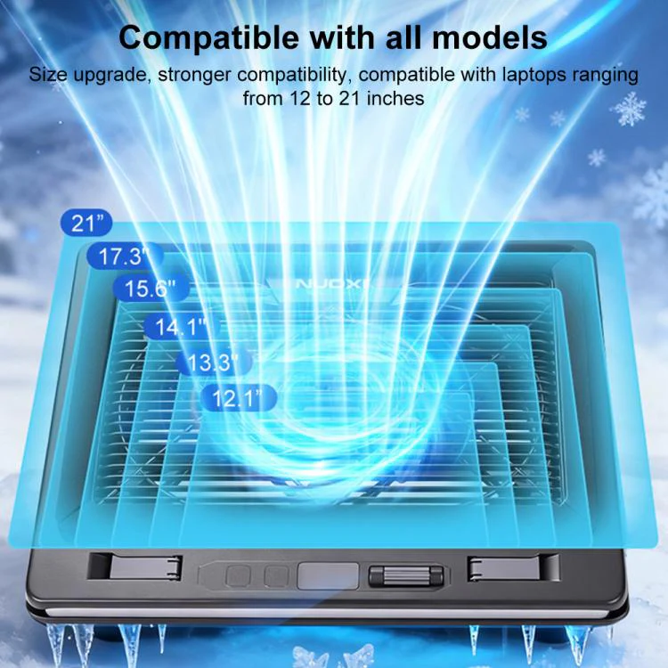 NUOXI C600 Colorful RGB Laptop Cooler Support 8-Level Adjustable Height, Specification:Single Fan(Black) - Image 5