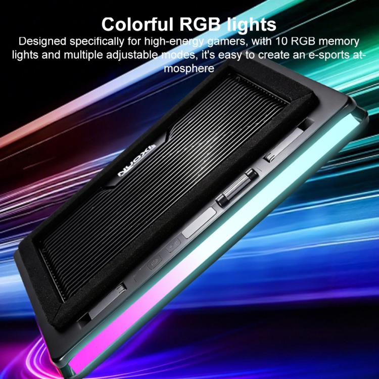 NUOXI C600 Colorful RGB Laptop Cooler Support 8-Level Adjustable Height, Specification:Single Fan(Black) - Image 7