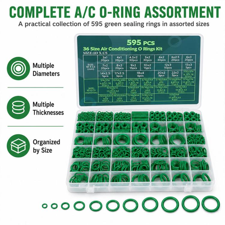 O-shaped Car Air conditioner Fixing Rubber Ring Tool Kit(595pcs) - Image 10