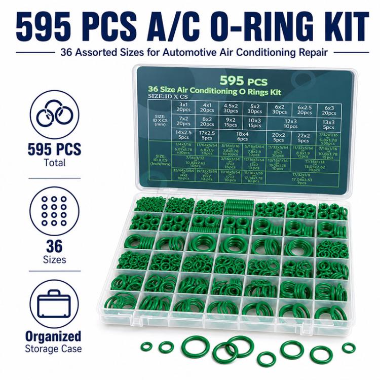 O-shaped Car Air conditioner Fixing Rubber Ring Tool Kit(595pcs) - Image 3