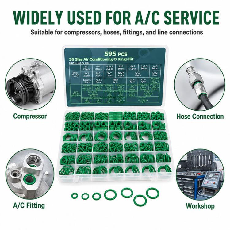 O-shaped Car Air conditioner Fixing Rubber Ring Tool Kit(595pcs) - Image 7