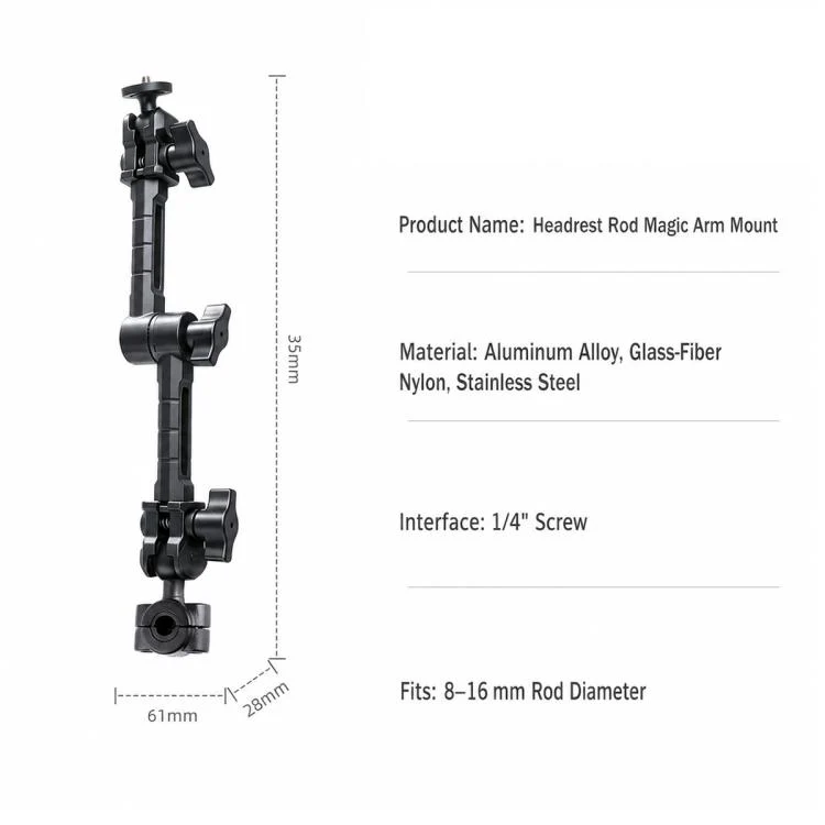 O-Type Magic Arm Mount 1/4 inch Ball Head Bracket, Type:Magic Arm with Adapter(Black) - Image 10
