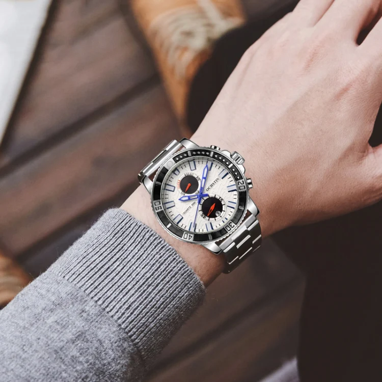 OCHSTIN 7250 Fashion Steel Strap Multifunctional Quartz Men Watch(Silver) - Image 7