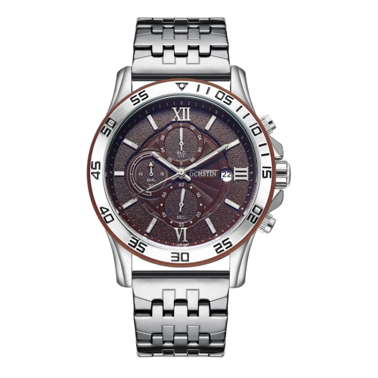 OCHSTIN 7257 Fashion Steel Strap Multifunctional Quartz Men Watch(Silver)