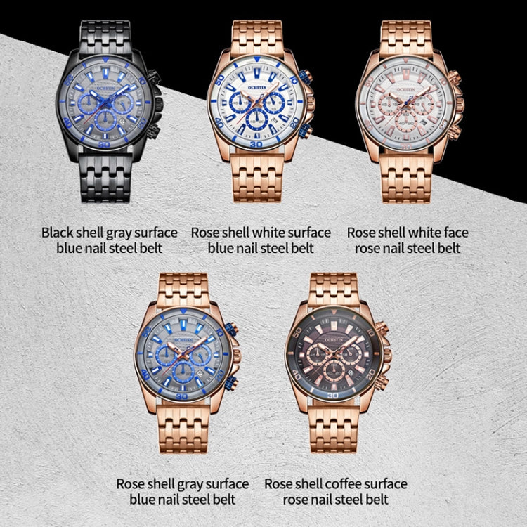 OCHSTIN 7259 Fashion Steel Strap Multifunctional Quartz Men Watch(Rose+White+Rose) - Image 2