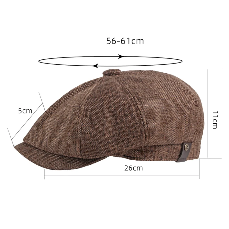 Octagonal Hat Men Breathable Imitation Hemp Duck Tongue Cap Beret(light Grey) - Image 3