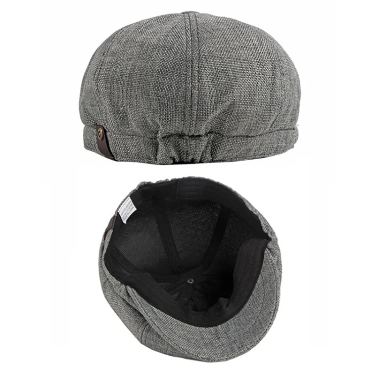 Octagonal Hat Men Breathable Imitation Hemp Duck Tongue Cap Beret(light Grey) - Image 4