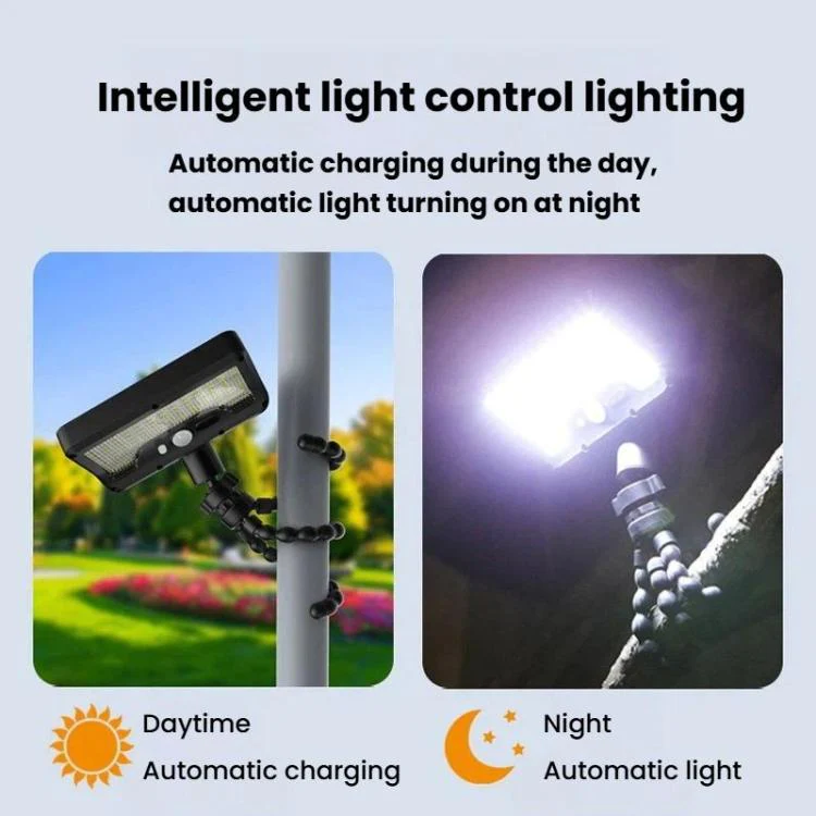 Octopus Style Solar Motion Sensor Waterproof Light Outdoor Smart Courtyard Light, Spec: Warm Light Black - Image 7
